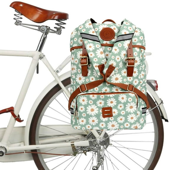 TOURBON Vintage Bicycle Rear Rack Panniers Canvas Bike Back Seat Bag Shoulder Backpack Leisure Daily School Bag