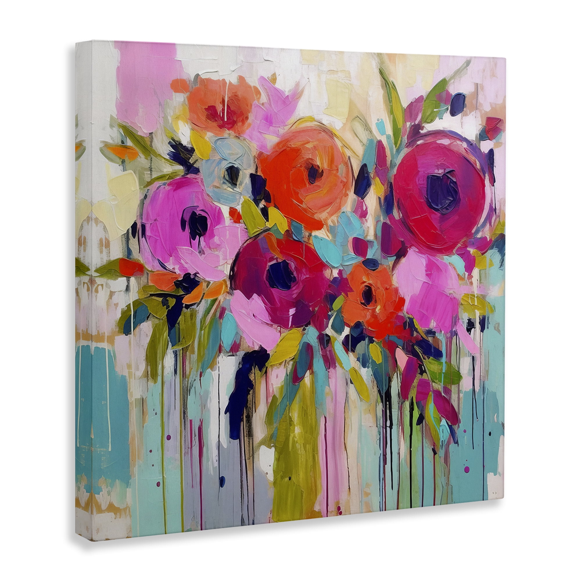 Stupell Industries Bold Drip Roses Plants & Flowers Painting Wrapped Canvas Art Print Wall Art, 24 x 24