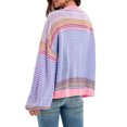 thumbnail image 3 of Long Sleeved Fall V-neck Colorful Striped Print Casual Knit Cardigan Coat, 3 of 6