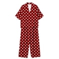 thumbnail image 6 of Women's Dressy Polka Dots 2 Piece Outfits - V Neck Shawl Collar Blouses & Wide Leg Pants Lounge Sets with Pockets, 6 of 6
