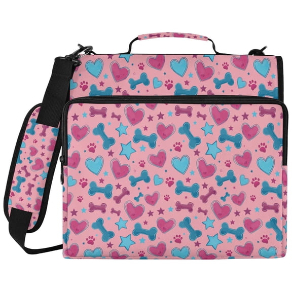 ALAZA Zipper Binder Love Bones Stars Pattern 2 inch 3 Ring 500 Sheet Capacity Trapper Keeper File Folder Organizer Bag
