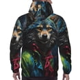 thumbnail image 3 of Bingfone Vintage Wolf Warrior Men's Drawstring Hoodie Long Sleeve Pocket Sweatshirts-Small, 3 of 6