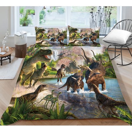 wenjialing New Arrival Home Decor Bed In A Bag Soft Comforter Cover 3D Dinosaur Printing Bedding Set Duvet Cover Set, Full (80"x90")
