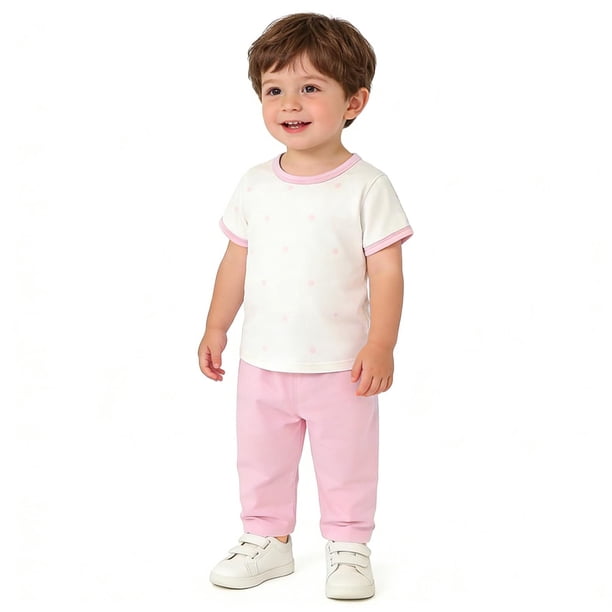 Ropa fina de verano para bebés, hecha de poliéster, para hombres y mujeres, para recién nacidos, con aire acondicionado, pijama de manga corta y cuello redondo.