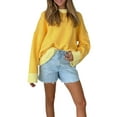 thumbnail image 2 of Liacowi Women Juniors Oversized Knitted Sweater Long Sleeve Contrast Color Pullover Retro Jumpers Tops Fall Winter Loose Knitwear for Teen, 2 of 9