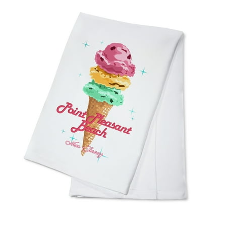 - Point Pleasant Beach, New Jersey - Retro Ice Cream Cone - Doo Wop Style - Lantern Press Artwork (100% Cotton Kitchen Towel)