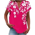 thumbnail image 1 of Vestidos Casuales Para Mujer, Blusas De Mujer De Moda Camiseta informal de manga corta con cuello en V y botones para mujer, 1 of 5