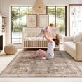 thumbnail image 3 of ASPILLOW Washable Rug, 4x6 Soft Accent Vintage Low Pile Carpet for Dining Family Room Foyer Apartment Den Light Brown, 3 of 8