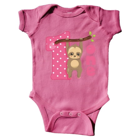 

Inktastic Pink Sloth 1st Birthday Gift Baby Girl Bodysuit