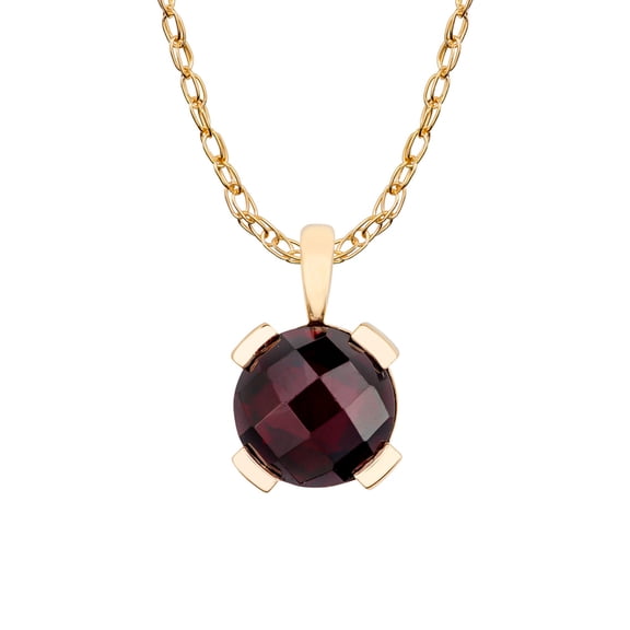 10k Yellow Gold Genuine Round Garnet Pendant Necklace