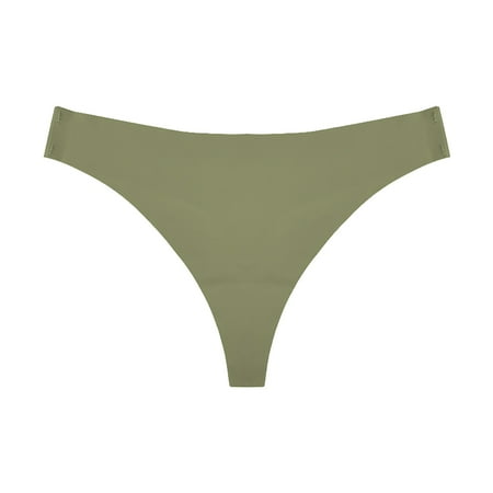 Pavied Cotton Underwear Thongs for Women Cotton Underwear Lingerie Women V Waist Breathable No Show Thong Seamless Underwear Cheeky Underwear Army Green XL