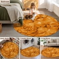 thumbnail image 5 of Round Rugs 4 Ft, Orange Geometric Non Slip Area Rugs for Kitchen Bedroom Entryway, Modern Luxury Aesthetic Abstract Motifs Washable Carpet Runner Rug Floor Mats for Bedroom Home Decor, 5 of 8