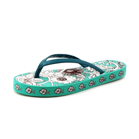 Luckers Womens Green Seaside Flowers Flip Flops Sandals, size: Medium/ 7-8 B(M) US