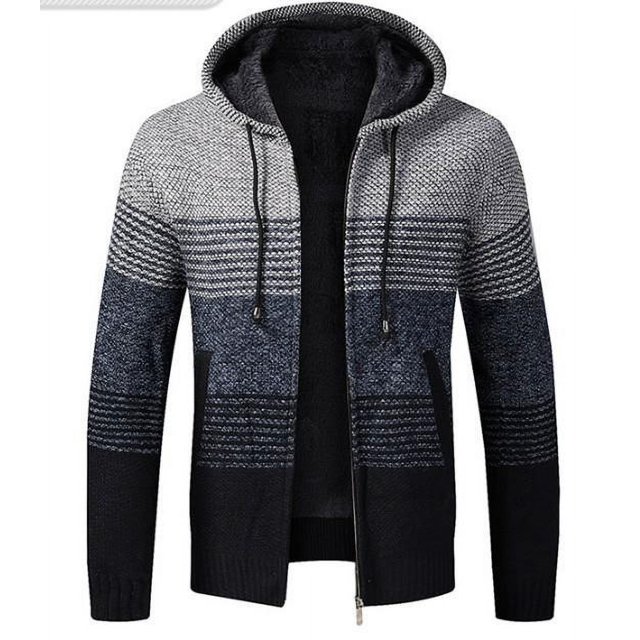 Suéter acolchado de terciopelo a juego de colores para hombre de otoño e invierno, abrigo de hombre de talla grande, cárdigan con capucha