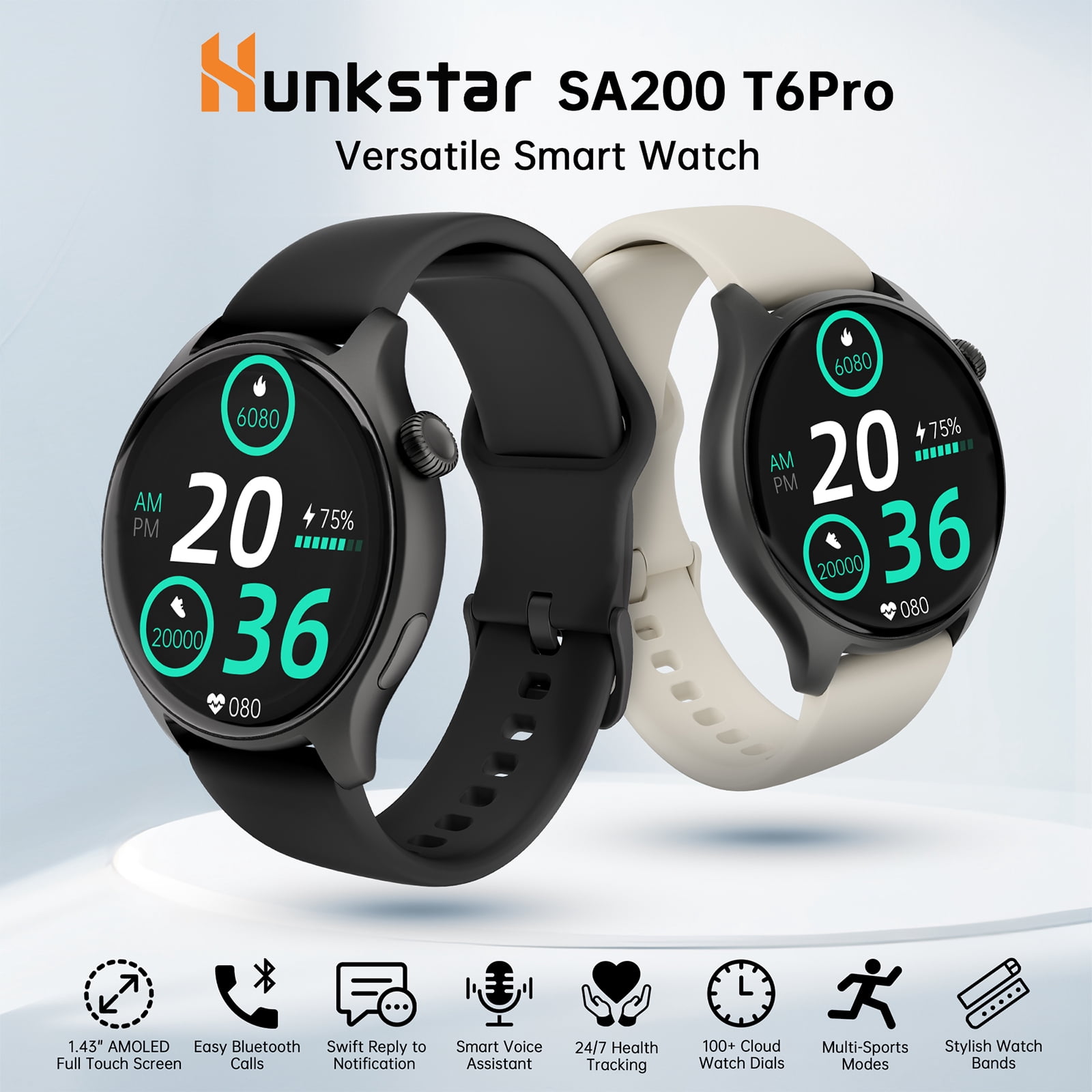 2026 NEW Smart Watch, 1.43" AMOLED Full Touch Screen SmartWatch for Men Women's, Answer/Dial Calls, 120 Sports Modes, IP68 Waterproof, Fitness Tracker Military Smartwatch for Android IOS, Gifts