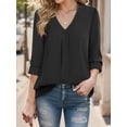 thumbnail image 2 of Weardear Womens 3/4 Cuffed Sleeve V Neck Casual Blouse Shirt Tops, 2 of 5