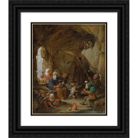 David Teniers The Younger 20x24 Black Ornate Framed Double Matted Museum Art Print Titled: The Temptation of Saint Anthony