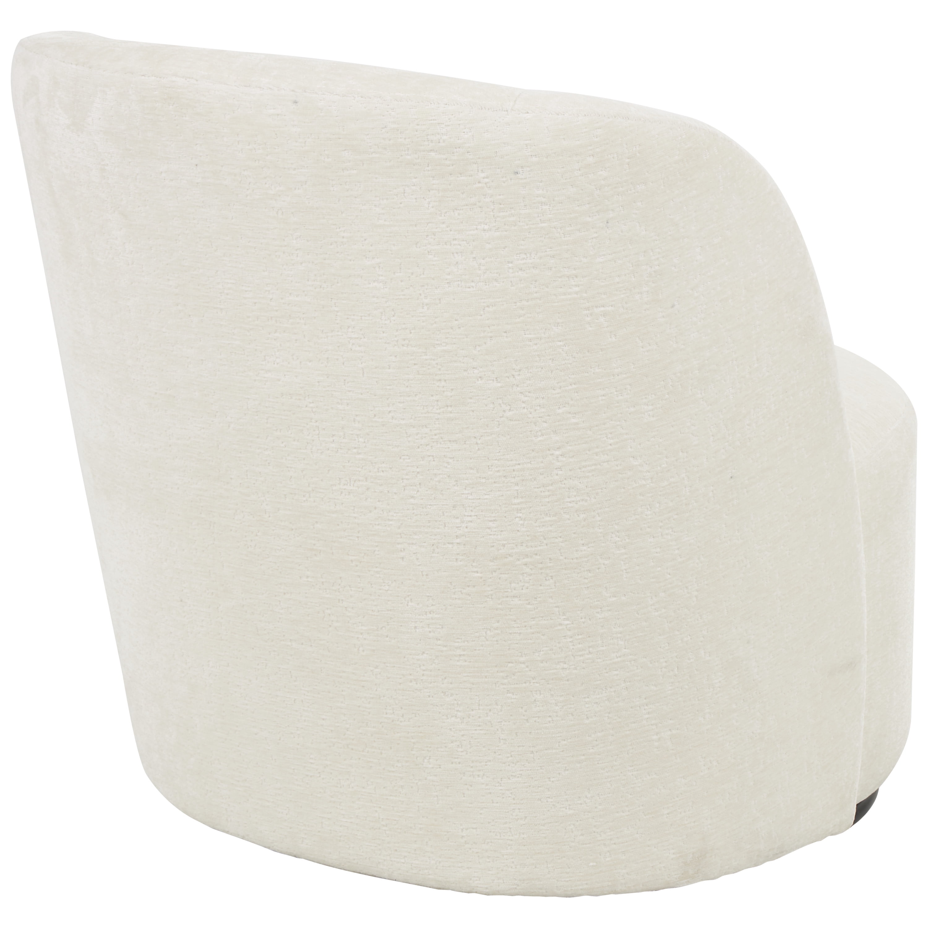 DecMode Polyester Round Swivel Boucle Lounge Chair with Black Base, White