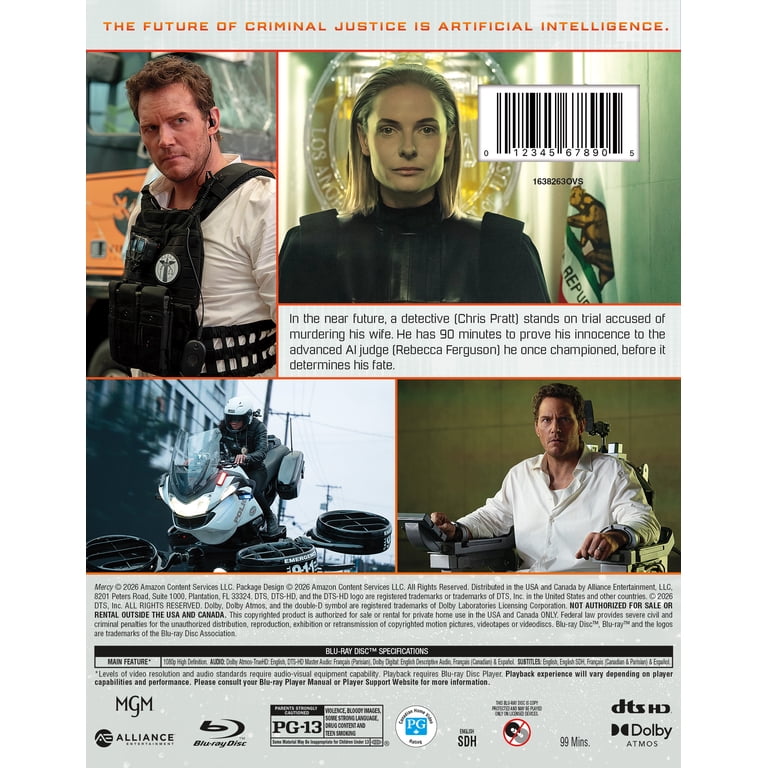 Anderson, Blu-ray, Mercy, Sci-Fi, PG-13, MGM Studios - Walmart.com