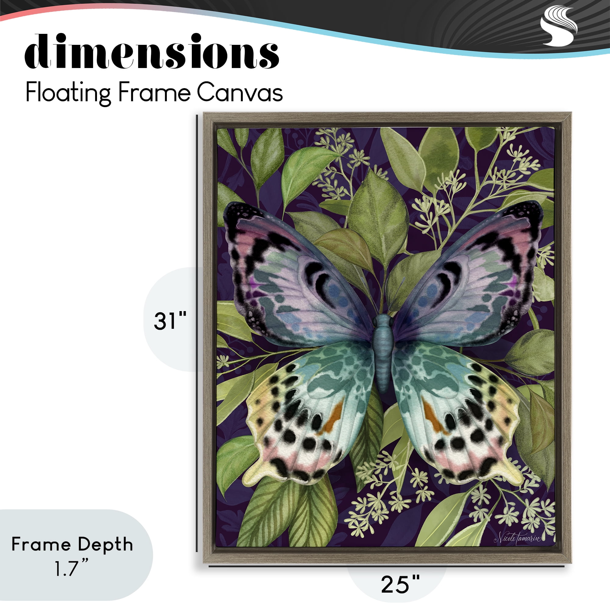 Stupell Industries Midnight Garden Butterfly Brown Framed Floater Canvas Wall Art, design by Nicole Tamarin