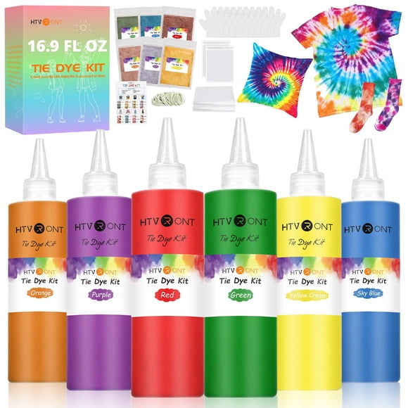 Kit de tinte anudado HTVRONT, grande, 500 ml, 6 colores vibrantes, no tóxico