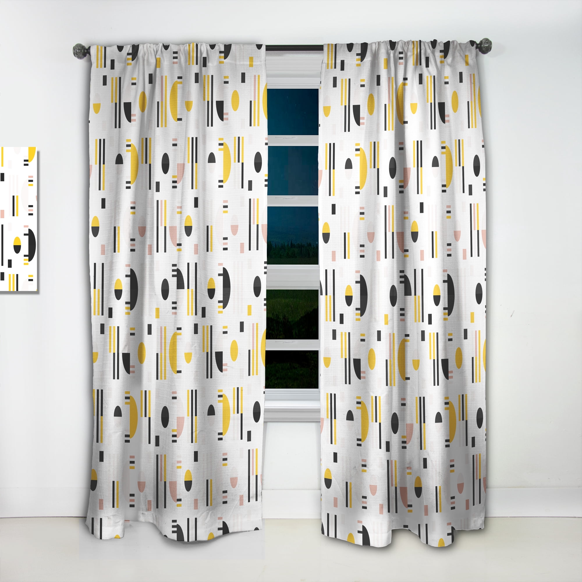 Designart 'Geometrical Retro Design XVII' Mid-Century Modern Curtain Panel