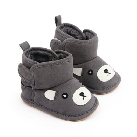 

Baby Boy Girl Cute Bear Ear Winter Snow Shoes Infant Toddler Warm Fleece Booties