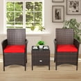 thumbnail image 5 of Patiojoy 3 Pieces Patio Rattan Conversation Furniture Wicker Chairs with Coffee Table & Cushions Red, 5 of 10