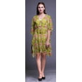 thumbnail image 2 of Bimba Yellow Floral Leaves & Peony Ladies Plus Size Kaftan Summer Wear Beach Coverup Kimono Caftan-4X-5X, 2 of 5