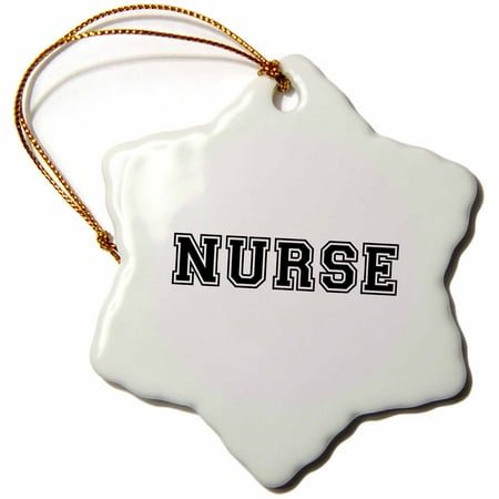 Snowflake Gift 3dRose Nurse in preppy retro black college font on white - proud nursing school graduate - nurses day gifts - Snowflake Ornament, 3-inch ()