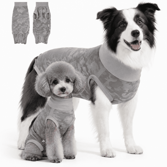 Amztom Dog Surgery Spay Recovery Suit, Dog Onesie for Surgery Female, Substitute E-Collar & Cone, X-Small to XXXL Sizes,(Gray,XXS)