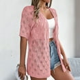 thumbnail image 6 of XuJwPNcy Women's Crochet Open Front Cardigan Half Sleeve Soft Oversized Knitted Sweater Outerwear Cover up Coat, 6 of 7
