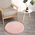 thumbnail image 4 of Faux Lamb Fur and Sheepskin Rug | Soft Rug for Bedroom, Living Room, Nursery | Decorative Couch Throw Chair | Pink 60cm Round, 4 of 5