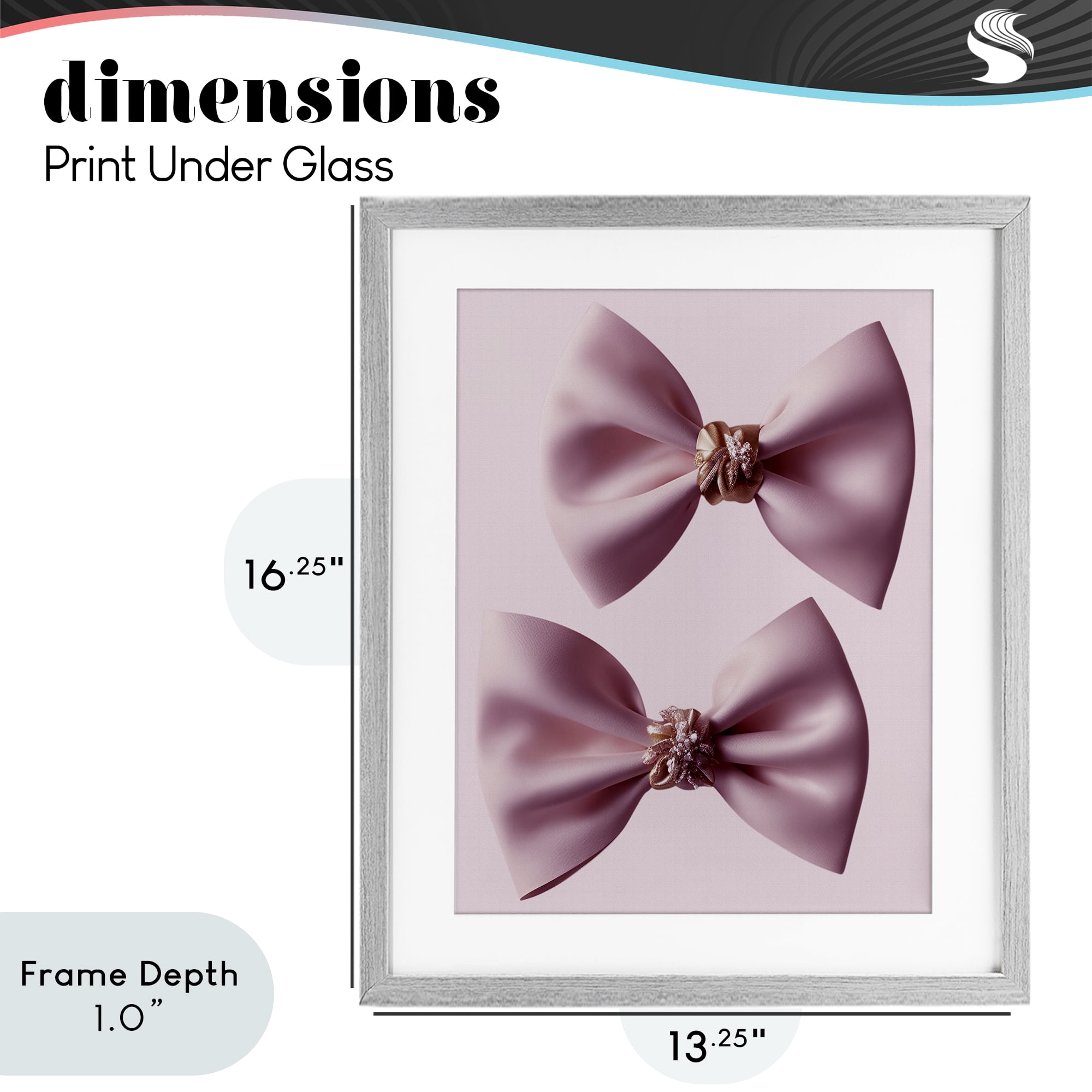 Stupell Industries Elegant Bows with Glam Details Gray Framed Print Under Glass, design by Jesse Keith