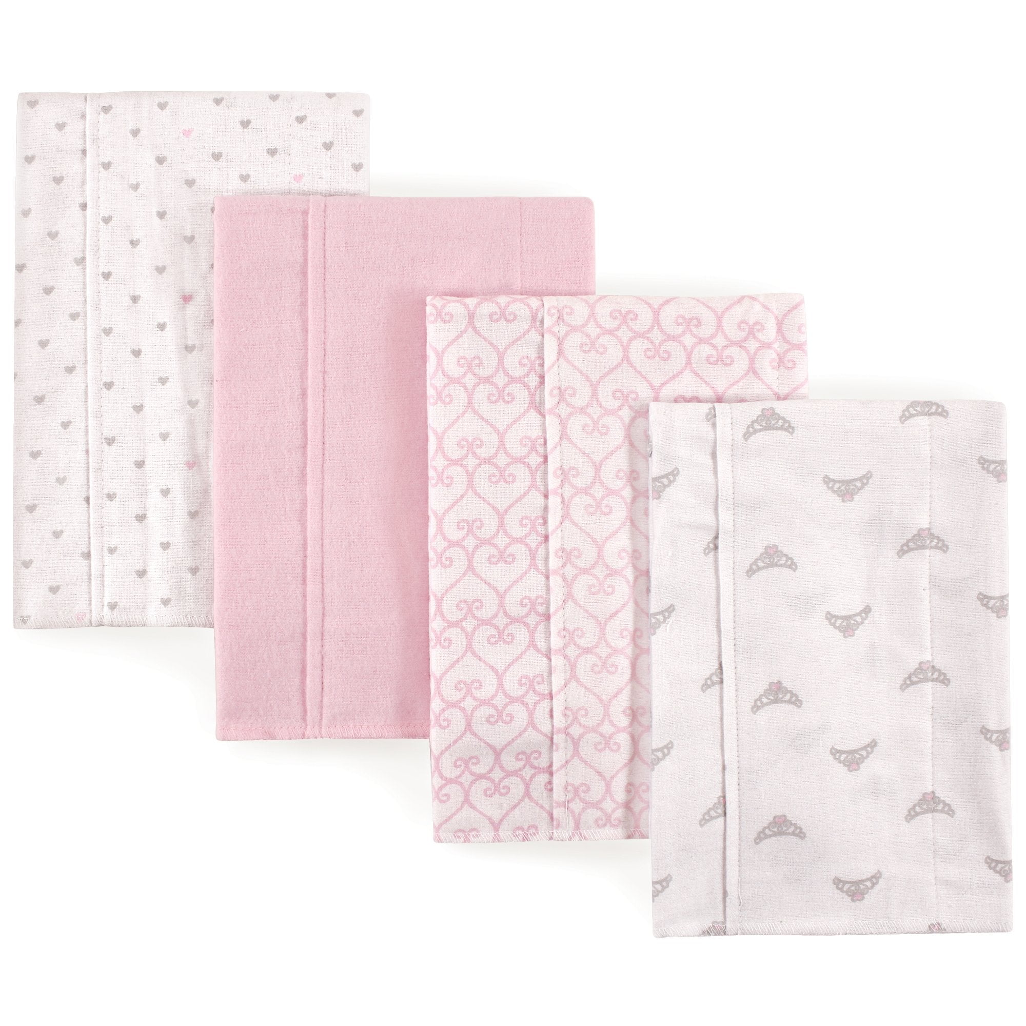 Luvable Friends Baby Girl Cotton Flannel Burp Cloths 4pk, Rainbow, One Size