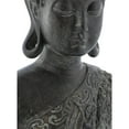thumbnail image 4 of 9" x 17" Brown Polystone Meditating Buddha Sculpture with Engraved Carvings and Relief Detailing, by DecMode, 4 of 8