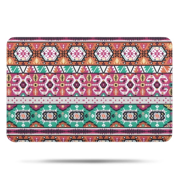 Colorful Geometric Pattern Bathroom Rugs Mat,Non Slip Microfiber Bathroom Rug,Rubber Backing,Soft Bathroom Mats for Bathroom Floor,Tub and Shower,17x27in(43x68cm)