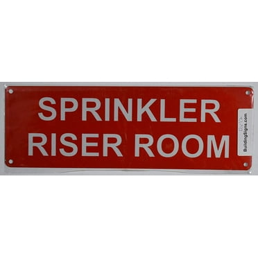 Sprinkler Riser Room Sign(Aluminium Reflective Signs, RED 4x12)