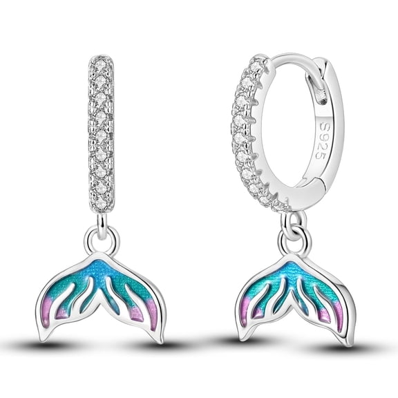 NARMO Original 925 Sterling Silver Hoop Earrings Sparkling Ocean Tail Cubic Zirconia for Women Jewelry