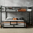 thumbnail image 3 of Euroco Metal Twin over Full Bunk Bed for Kids Teens, Black, 3 of 14