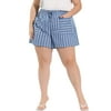 Agnes Orinda Juniors' Plus Shorts Stripe Pocket Mid Rise Elastic Drawstring Waist Mini Pants