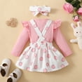 thumbnail image 3 of LAPAKIDS Baby Clothes for Girls 0-3 Months Long Sleeve Romper Tops + Bunny Suspender Skirt + Headband 3PCS Outfits, 3 of 7