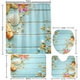 thumbnail image 5 of Pcs Summer Beach Shower Curtain Sets Sea Ocean Bathroom Set Decor with Non-Slip Rugs Bath U-Shaped Mat Toilet Lid Cover Waterproof Starfish Shell Bathroom Curtain Shower Set with 12 Hooks, 5 of 7