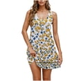 thumbnail image 2 of Ovzne Robes pour Femmes Robe Femme Robe Décontractée et à la Mode Imprimée Col Rond Sans Manches avec Poche Robe Courte Décontractée Robe pour Femmes Imprimée Liquidation, 2 of 7