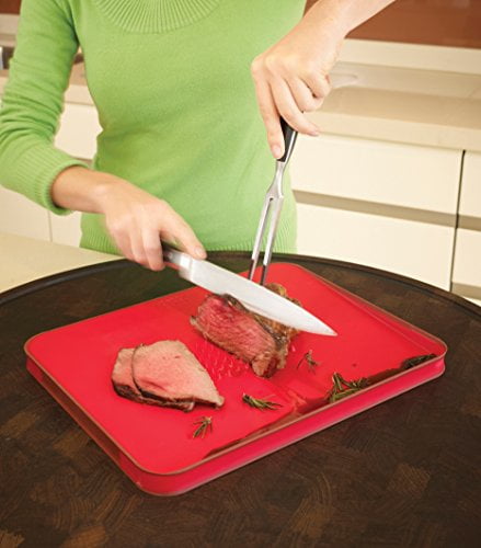 Red Joseph Joseph Large Cut and Carve Plus Multi-Function Chopping Board