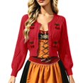 thumbnail image 6 of Arlun 3D Cherry Cropped Cardigan Sweater for Women Classic Crew Neck Open Front Long Sleeve Chunky Cardigans Cute Trendy Fall Winter Button down Short Outerwear, 6 of 6