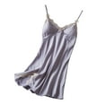thumbnail image 2 of Voncos Women's Silk-Like Chemise, Lace Trim Adjustable Straps Nightgown, Elegant Midi Soft Sleepwear & Loungewear Purple L, 2 of 3