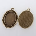 thumbnail image 2 of Vintage Tibetan Style Alloy Pendant Cabochon Bezel Settings Cadmium Free & Nickel Free & Lead Free Bronze Oval Tray: 18x25mm 36x26x2.5mm Hole: 3mm, 2 of 3