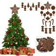 thumbnail image 4 of hulanddfd Christmas Ornaments Set - 23Pcs Flocked Xmas Tree Shatterproof Hanging Balls with 1pc Star Tree Topper, Brown Christmas Hollow Balls for Wedding Party Tree Wreath Holiday Decor, 4 of 6