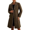 thumbnail image 2 of INSPIRE CHIC Faux Fur Lapel Coat for Women's Fashion Double-Breasted Winter Warm Coats M Dark Brown, 2 of 6